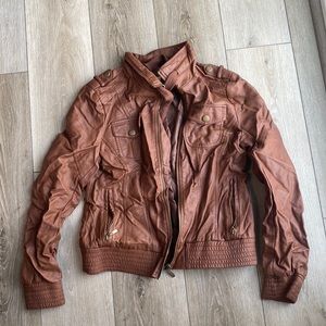 Brown leather coat